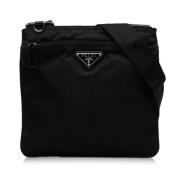 Prada Vintage Pre-owned Canvas axelremsvskor Black, Dam