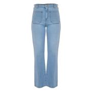 Kocca Flare High-Waisted Jeans med framfickor Blue, Dam