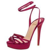 Christian Louboutin Pre-owned Pre-owned Satin sandaler Pink, Dam