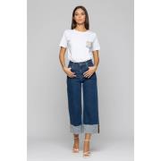 Kocca Glamorösa Denim Culottes med Rhinestone Appliqué Blue, Dam