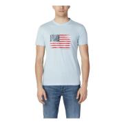 U.s. Polo Assn. Ljusblått Print T-shirt Blue, Herr