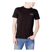 Emporio Armani EA7 Svart enfärgad rund hals T-shirt Black, Herr