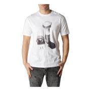 Armani Exchange Tryckt långärmad T-shirt med dragkedja och knapp White...
