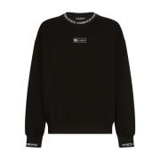 Dolce & Gabbana Svart Logo Sweatshirt med Oversize Passform Black, Her...