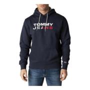 Tommy Jeans Blå Printad Hoodie Blue, Herr