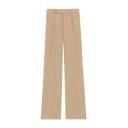 Saint Laurent Wide Trousers Beige, Dam