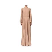 Elisabetta Franchi Nude Lurex Jersey Veckad Klänning Beige, Dam