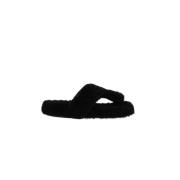 Loewe Svarta Shearling Sandaler Black, Dam