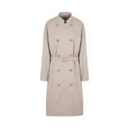 Prada Ljusgrå Dubbelknäppt Trenchcoat Beige, Dam