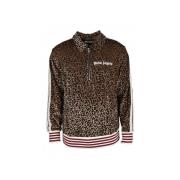 Palm Angels Leopardmönstrad Sweatshirt med Dragkedja Brown, Herr
