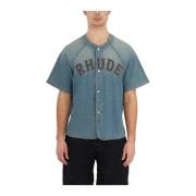 Rhude Denim Baseball Skjorta Blue, Herr