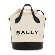 Bally Canvas Bar Bucket Väska White, Dam