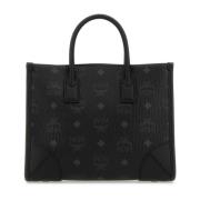 MCM MÃ¼nchen Tryckt Canvas HandvÃ¤ska Black, Dam