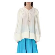 Lanvin Draperad Oversize Skjorta White, Dam