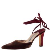 Manolo Blahnik Pre-owned Pre-owned Sammet sandaler Red, Dam