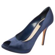 Dior Vintage Pre-owned Satin klackskor Blue, Dam