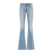 Jacob Cohën Blå Tvättad Denim Bootcut Jeans Blue, Dam