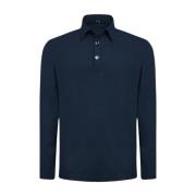 Kiton Marinblå Långärmad Bomullspolotröja Blue, Herr