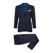 Kiton Blått Cashmere Blandat Enkelknäppt Kostym Blue, Herr