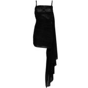 Mugler Svart Draperad Panelklänning Black, Dam