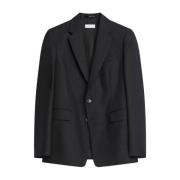 Dries Van Noten Svart Ullblazer med Kavajkrage Black, Herr