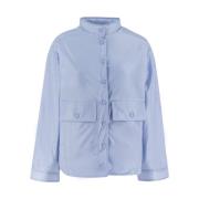 Aspesi Nylon Blouson Jacka med Stora Fickor Blue, Dam