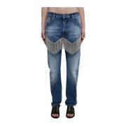 Dsquared2 Blå Jeans med Kristallfransar Blue, Dam