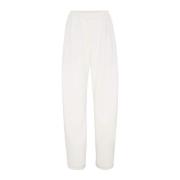 Brunello Cucinelli Baggy-Fit Byxor i Bomull och Linne White, Dam