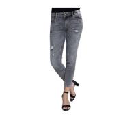Zhrill Slim-fit Grå Jeans med Vintage Detaljer Gray, Dam