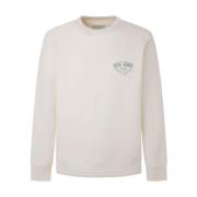 Pepe Jeans Mjuk Bomullsweatshirt med Logotyptryck White, Herr