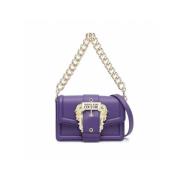 Versace Jeans Couture Lila Crossbody Väska med Avtagbar Guldkedja Deta...