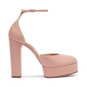 Casadei Betty Slingback Läder Plattform Sko Pink, Dam