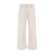 Mother Stiliga Cropped Wide Leg Jeans Beige, Dam