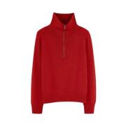 Tricot Cashmere Dragkedja Hals Jumper Red, Herr