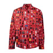 Balenciaga Tryckt Skjorta för Män Red, Herr