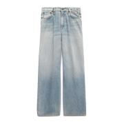 R13 Vida Ben Plisserade Jeans Blue, Dam