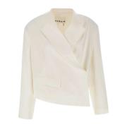 Remain Birger Christensen Vit Asymmetrisk Blazer med Peak Revers White...