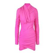 AZ Factory Rosa Draperad Miniklänning - Elegant och Stilfull Pink, Dam