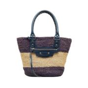 Balenciaga Vintage Pre-owned Raffia handvskor Purple, Dam