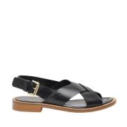 Rotta Svart Lädersandal med Spänne Black, Dam