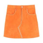 Marni Mocka Mini Kjol med Kontraststickning Orange, Dam