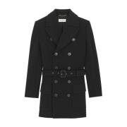 Saint Laurent Dubbelknäppt Saharienne Blazer Black, Dam