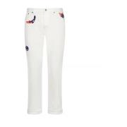 Dior Stiliga Patches Jeans Uppgradera Samling White, Herr