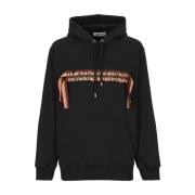 Lanvin Svart Bomullshoodie med Logopatch Black, Herr