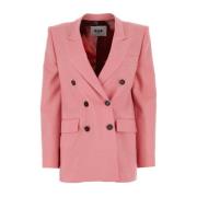 Msgm Rosa Stretch Blazer Pink, Dam