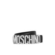 Moschino Svart Logo Plaque Bälte Black, Herr