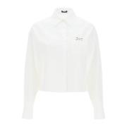Versace Barocco Jacquard Crop Shirt White, Dam