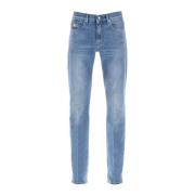 Versace Stretch Denim Slim Fit Jeans med Metall Medusa-detaljer Blue, ...