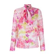Versace Silketryckt skjorta med logodetaljer Pink, Dam