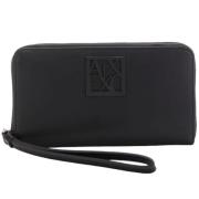 Armani Exchange Elegant Svart Läder Plånbok Black, Dam